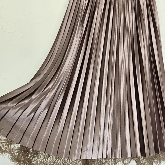 Pleated Velvet Lace Reversible Skirt - Picture 5 of 7